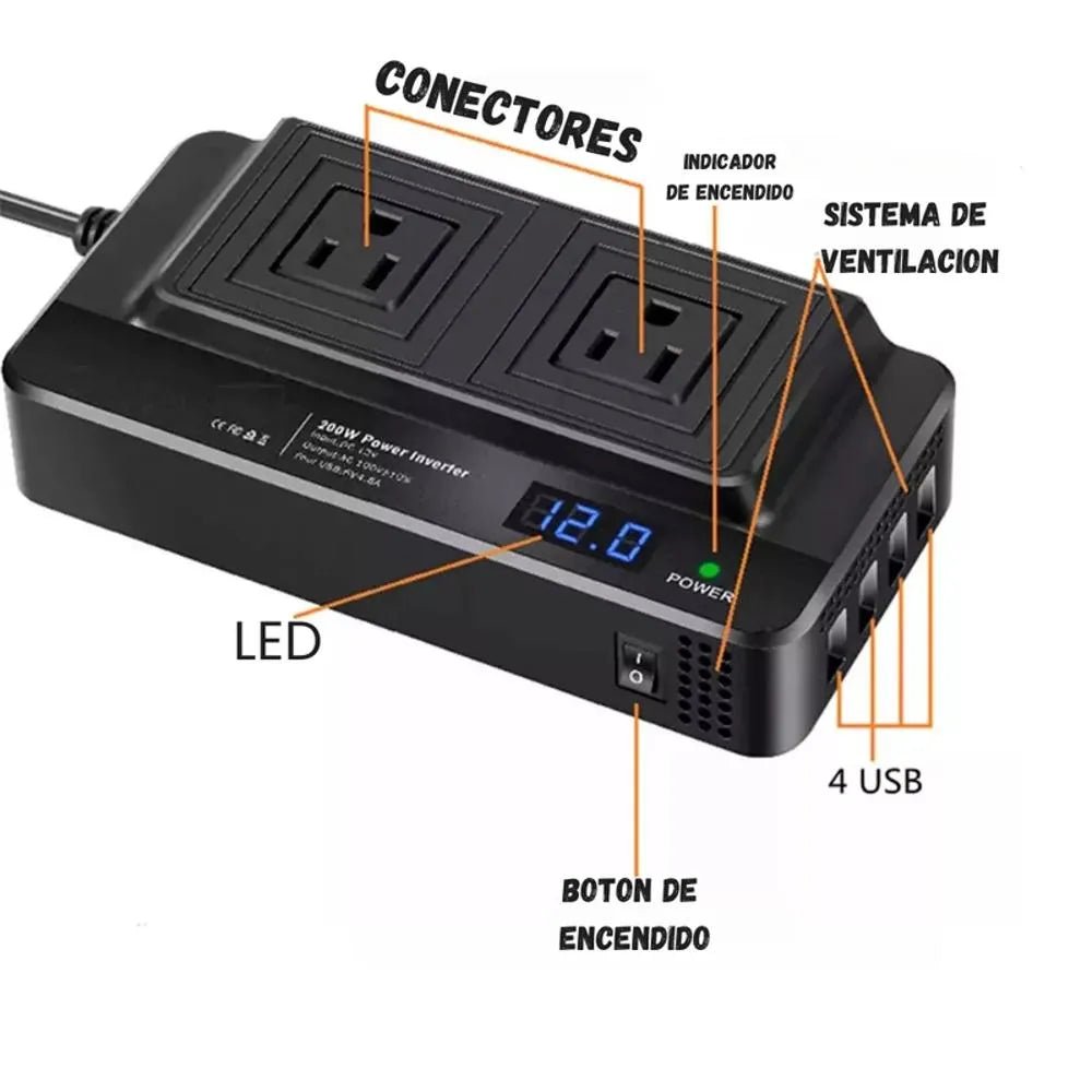 Inversor De Corriente Para Carro - Homecity