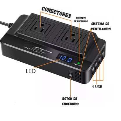 Inversor De Corriente Para Carro - Homecity
