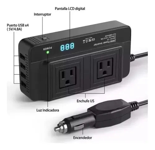 Inversor De Corriente Para Carro - Homecity