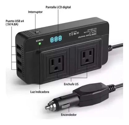 Inversor De Corriente Para Carro - Homecity