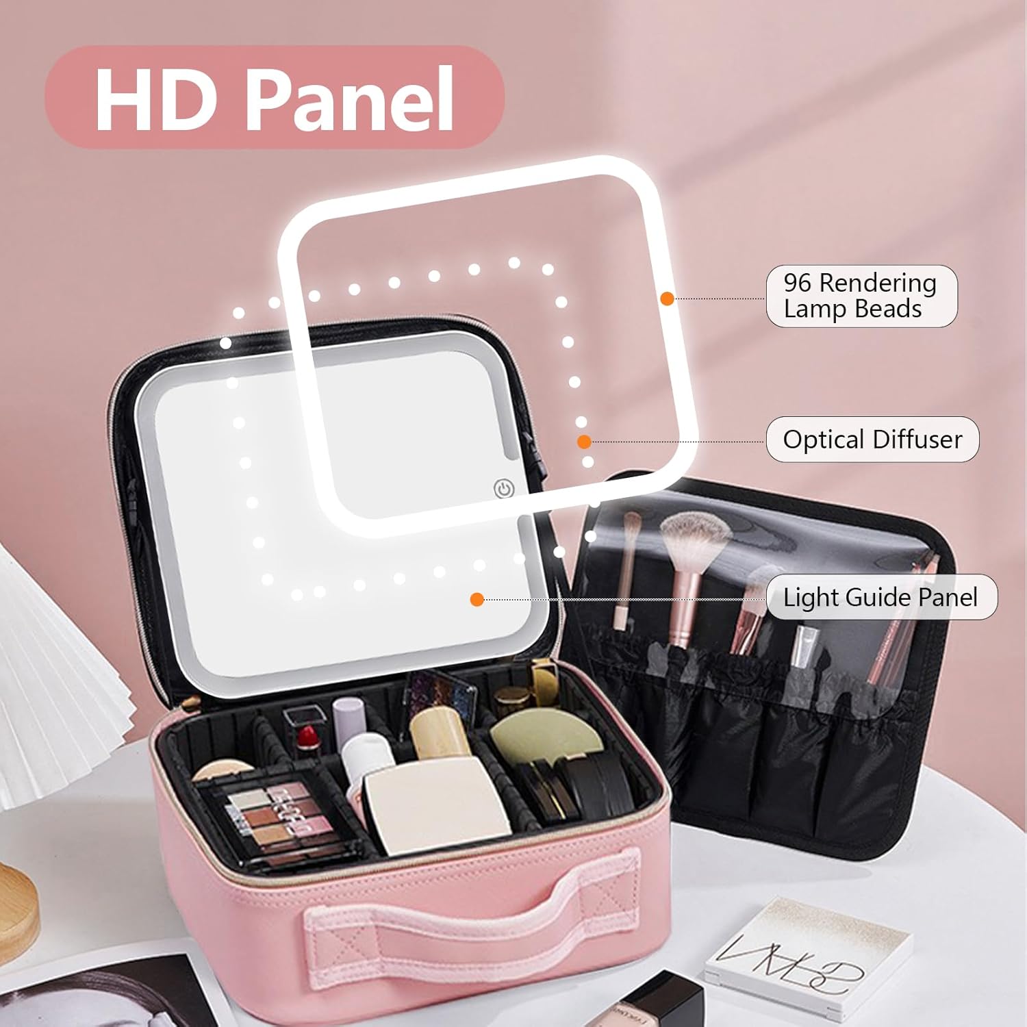 Organizador de maquillaje con espejo luz LED - Homecity