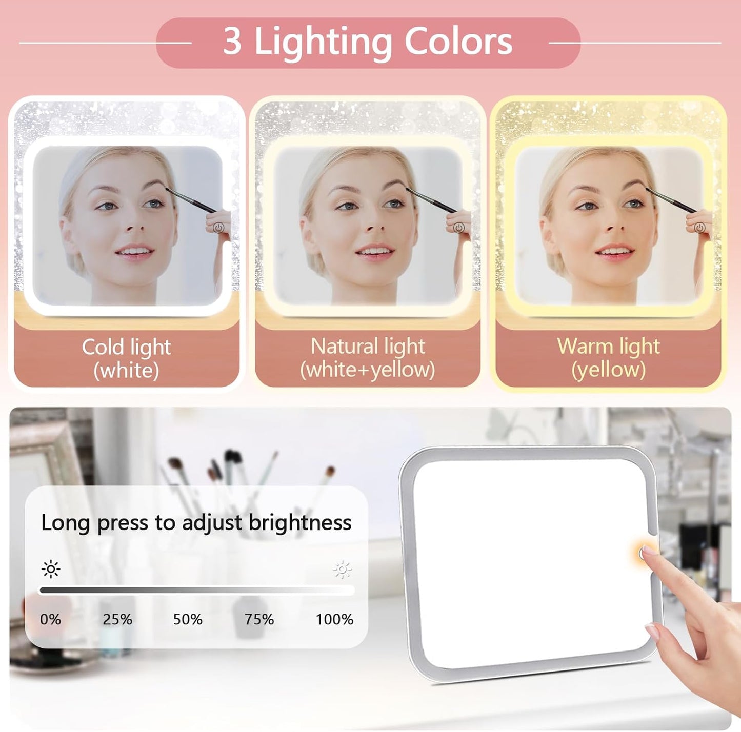 Organizador de maquillaje con espejo luz LED - Homecity