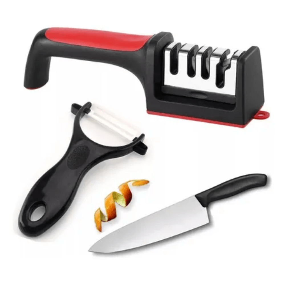 Set Cocina Afilador Cuchillo Pelador - Homecity